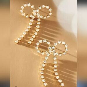 Anthropologie Rhinestone Bow Earrings